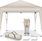 Partytent - Opvouwbaar - 3x3 m - Paviljoen - Easy up - Creme, Verzenden, Nieuw