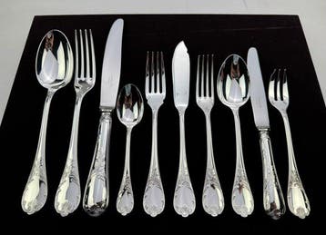 Christofle - Tafelservies voor 12 (126) - Marly - Verzilverd, Antiquités & Art