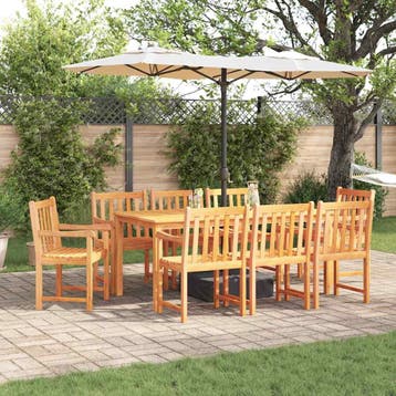 vidaXL Tuin Eettafel Set 9 st Bruin Massief Acacia Hout, Verzenden