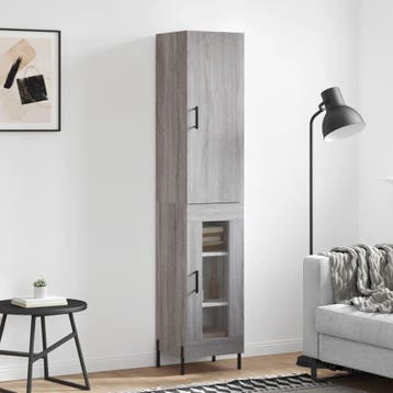 vidaXL Hoge kast 34,5x34x180 cm bewerkt hout grijs sonoma, Verzenden, Nieuw