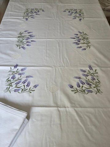 Nappe et 8 serviettes - Nappe (9) - 214 cm - 172 cm, Antiquités & Art