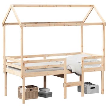 vidaXL Hoogslaper met dak massief grenenhout 90x200 cm, Verzenden