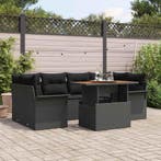 vidaXL Tuinbank Set met opslag 7 pcs Zwart Poly rattan, Verzenden
