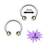 Fako Bijoux - Circular Barbell Piercing - Hoefijzer Kristal, Verzenden