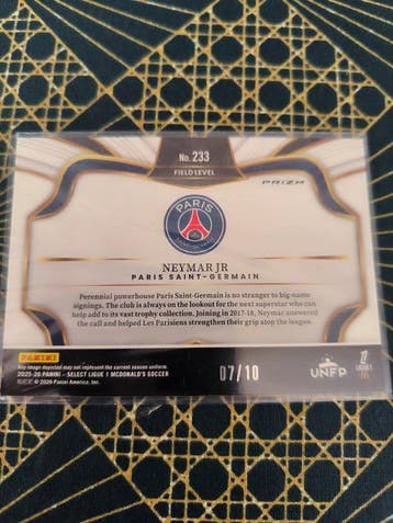 Panini Neymar Jr. /10 Gold Select - 1 Card - Excellent (EX), Nieuw