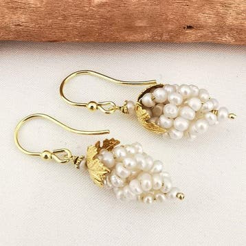 Perle - Argent - Boucles doreilles - Grappes de raisin