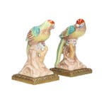 Figurine - Pair of birds (2) - Bronze, Porcelaine