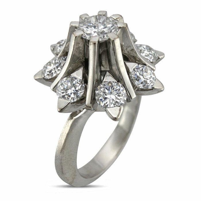 Ring Platina, Exclusieve Elavting Platinum 1,65ct Diamanten, Handtassen en Accessoires, Ringen