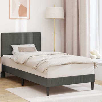 vidaXL Bedframe met hoofdeinde Donkergrijs 90 x 190 cm, Verzenden, Nieuw