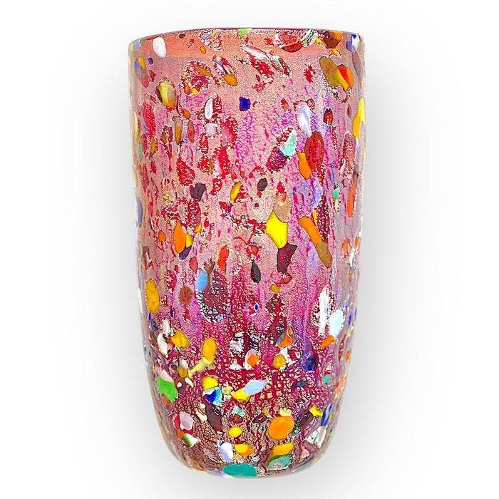 Filippo Maso - Vase - Grand vase rouge avec feuille dargent, Antiquités & Art, Antiquités | Verre & Cristal