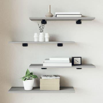 vidaXL Wandschappen 4 st 60x20x1,5 cm bewerkt hout grijs, Verzenden