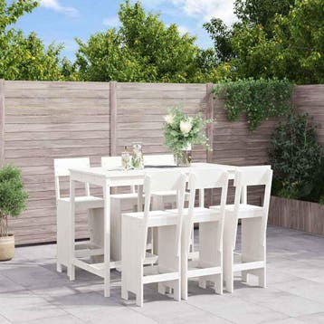 vidaXL 7-delige Barset massief grenenhout wit, Tuin en Terras, Verzenden, Nieuw