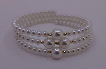 Armband - 18 karaat Geel goud - 4×8,5 mm Akoya parels