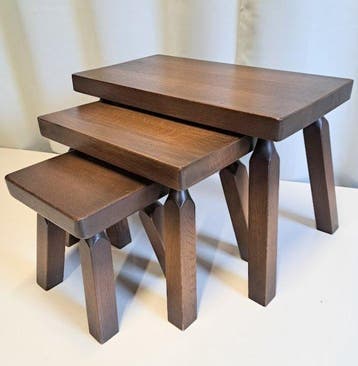 Set bijzettafels - Eiken hout - Drie bijzettafeltjes