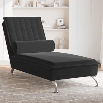 vidaXL Massage chaise longue met bolster fluweel zwart, Verzenden, Nieuw
