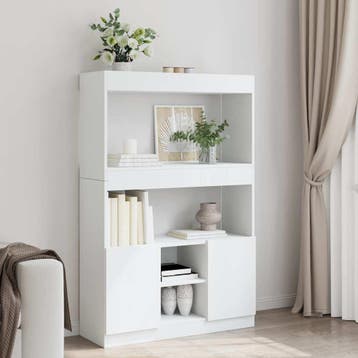 vidaXL Hoge kast 92x33x140 cm bewerkt hout wit, Verzenden, Nieuw