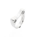 Witgouden kattenoren ring met diamanten; 0,08 ct., Handtassen en Accessoires, Ringen, 18 tot 19, Gebruikt, Overige kleuren, Ophalen of Verzenden
