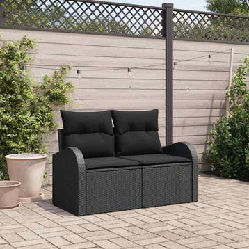 vidaXL Tuin Sofa met kussen Zwart 124 x 62 x 69cm poly, Verzenden, Nieuw