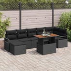 vidaXL Tuin Eettafel Set met kussen 8 pcs Zwart en Bruin, Verzenden