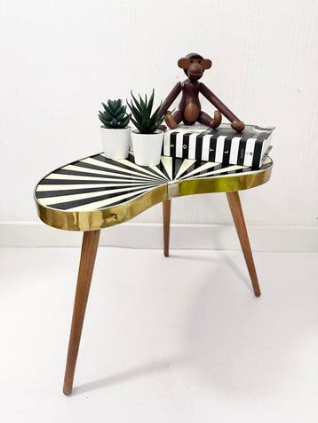 Table dappoint - stratifié, Bois, Laiton - vintage