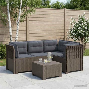 vidaXL 4-Persoons Tuin Sofa met Kussens Rattan Look PP, Verzenden