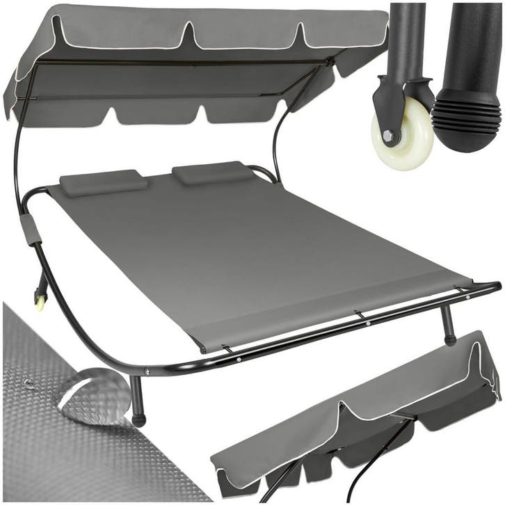 Ligbed voor 2 personen - zwart / grijs, Jardin & Terrasse, Ensembles de jardin, Envoi