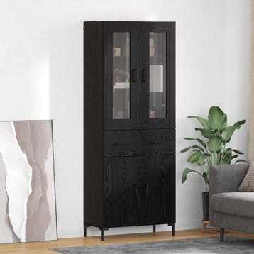 vidaXL Highboard met lade 2 pcs Zwart Eiken Bewerkt hout, Verzenden, Nieuw