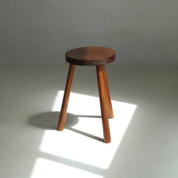 Tabouret - Bois - Brutalisme vintage