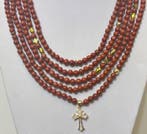 Lange halsketting (287 cm) van natuurlijke rode jaspis met