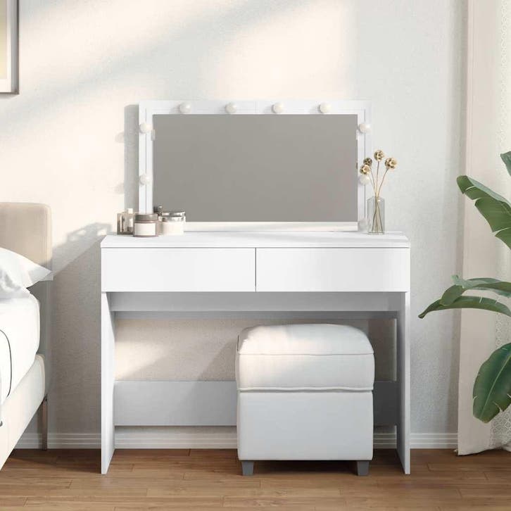 vidaXL Kaptafel met LED-verlichting 100x40x120 cm wit, Huis en Inrichting, Tafels | Kaptafels, Nieuw, Verzenden