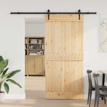 vidaXL Schuifdeur NARVIK Naturel en Zwart 95 x 210 cm (213,5, Verzenden, Nieuw
