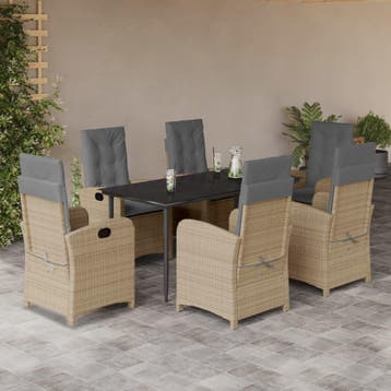 vidaXL 7-delige Tuinset met kussens poly rattan gemengd, Verzenden, Tuinset