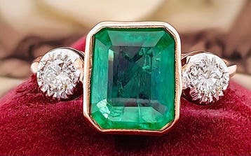 Zonder minimumprijs - Ring - 9 kt. Witgoud, Roségoud Smaragd, Nieuw