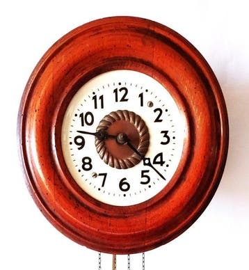 Schoolklok - Antiek Hout - 1850-1900