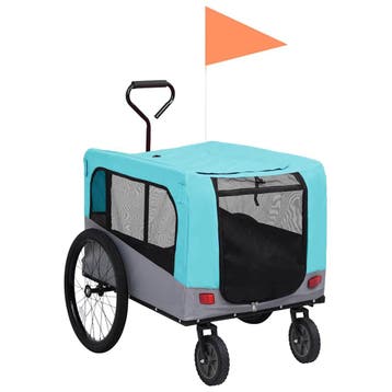 vidaXL Fietstrailer en hondenwagen 2-in-1 blauw en grijs, Dieren en Toebehoren, Verzenden, Nieuw