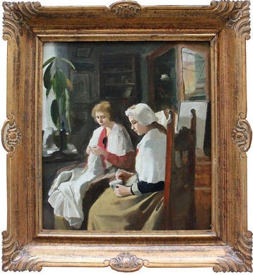 Josef Multrus (1898-1957) - Two girls at home work