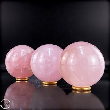 Ensemble de quartz rose naturel – – 3 magnifiques boules de