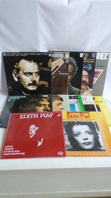 Georges Brassens, Jacques Brel, Edith Piaf - 12 LPs Albums