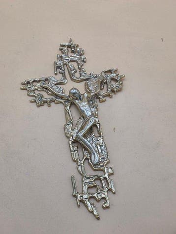 Crucifix - Laiton doré - 1960-1970 - 34 cm