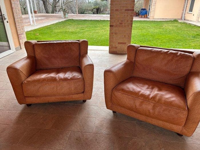 Baxter - Fauteuil (2) - Leder - Bergère Longe-collectie, Antiquités & Art, Art | Objets design