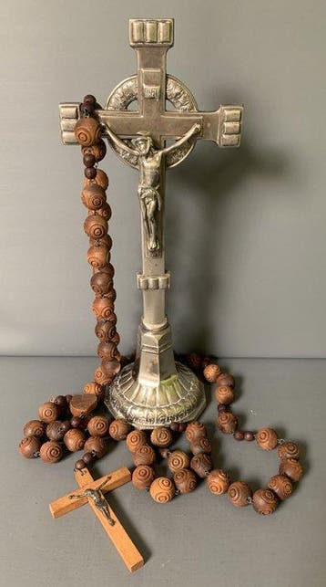 Art Deco Rozenkrans (2) - en Crucifix J.M.P.C. - Metaal en