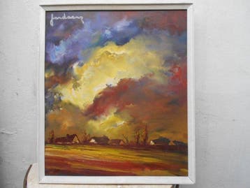 Leo Jordaens (1944-2000) - Dreigende wolken boven Kempisch, Antiquités & Art