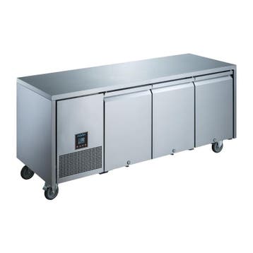Polar U-serie driedeurs koelwerkbank 420 liter, Verzenden, Nieuw in verpakking, Koelen en Vriezen