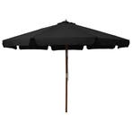 vidaXL Parasol met houten paal 330 cm zwart, Verzenden