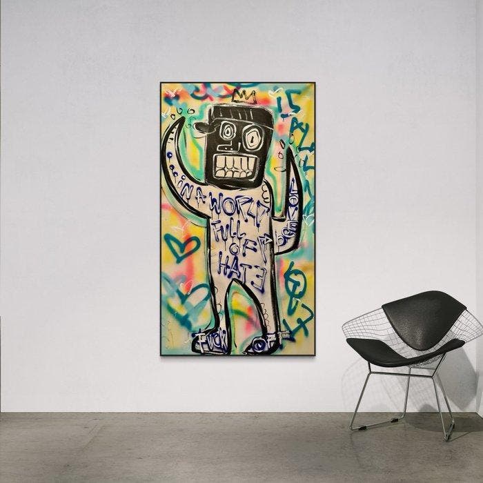 Timo Wedell - Be Position - XXL - Basquiat Style, Antiquités & Art, Art | Peinture | Moderne