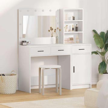 vidaXL Kaptafel 2 st Wit 78,5 x 41 x 135 cm Bewerkt hout, Maison & Meubles, Verzenden