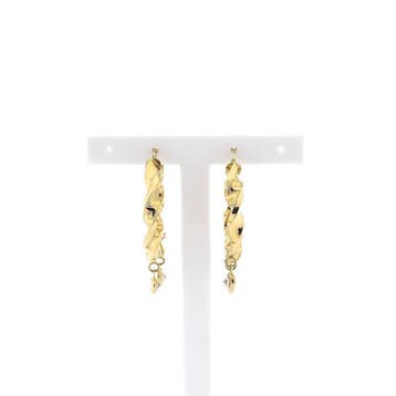 Gouden wokkel creolen met zirconia; Ø 34,5 mm (Oorbellen), Handtassen en Accessoires, Oorbellen, Gebruikt, Ophalen of Verzenden