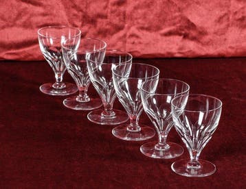 Mooi lot van 6 kristallen Val Saint Lambert glazen, model