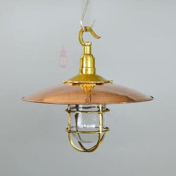 Lampe murale - Laiton, Verre - Lampe à cage industrielle