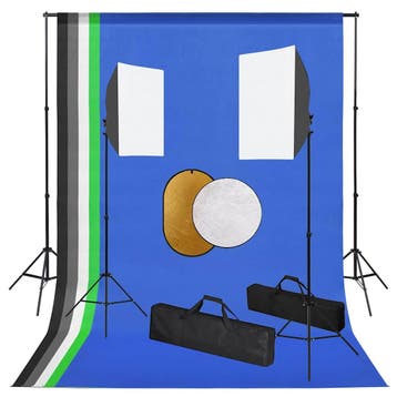 vidaXL Fotostudioset met lampen, achtergrond en reflector, Audio, Tv en Foto, Fotografie | Fotostudio en Toebehoren, Verzenden